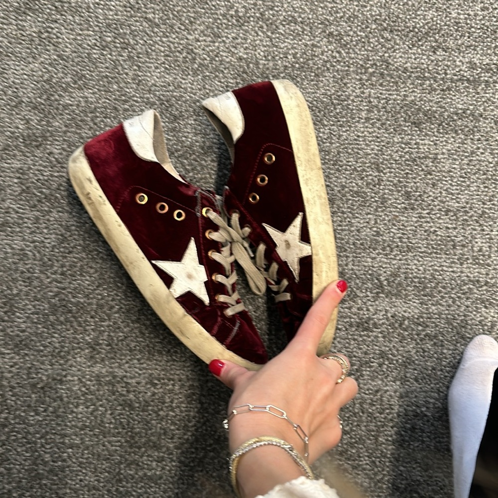 Golden Goose Super-Star distressed leather-trimmed velvet sneakers - Picture 8 of 9